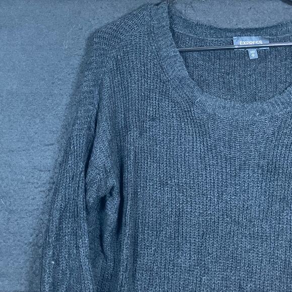 Express Womens Sweater Black Boat Neck Long Sleeve Knit Tunic Cotton Blend M - Picture 4 of 12